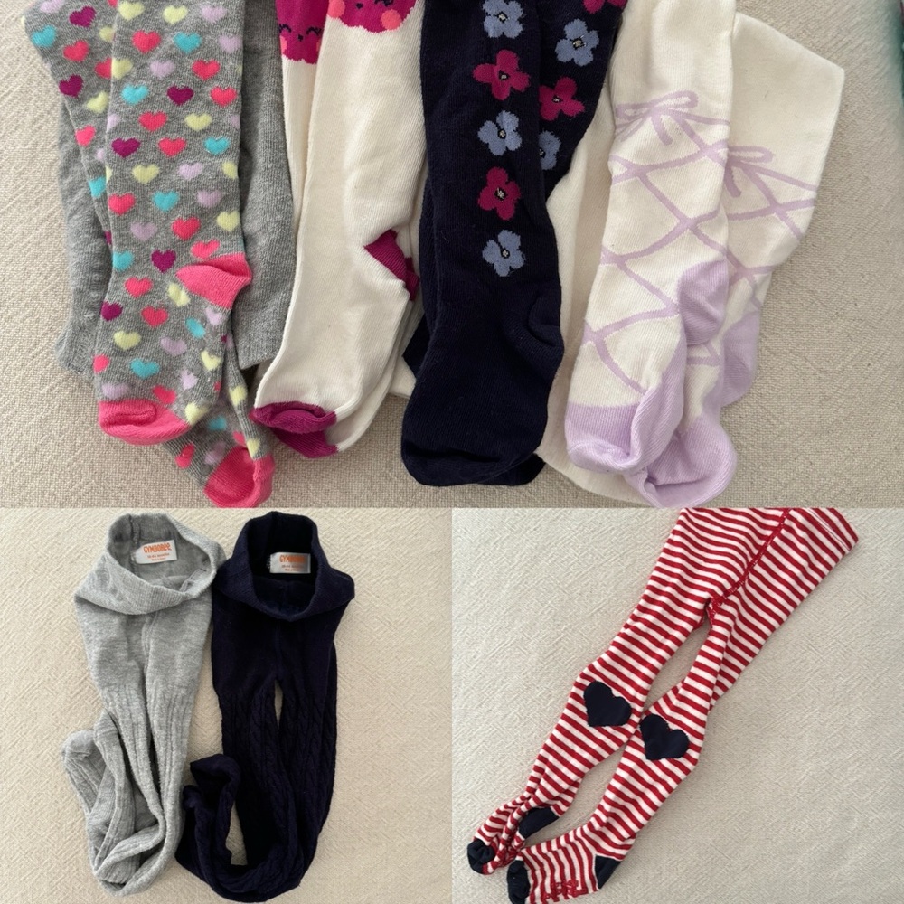 Gymboree/TCP/GAP 7 pairs tights, 12-24months